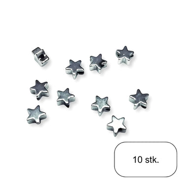 10 stk. Sølvfarvet stjerner, 4 mm