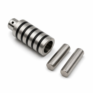 Magnetlås Stål med sorte striber. Hul 5 mm
