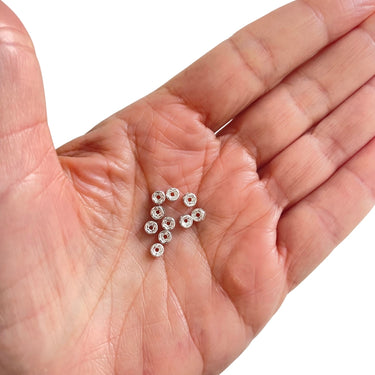 Mellemstykker med rhinsten, 4 mm, 10 stk.