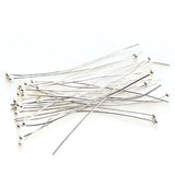 Forsølvede perlestave med kugle til DIY smykker – 20 stk.