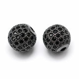 Blackplated perle med sorte cubic zirkonia 10 mm