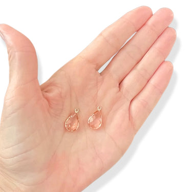 Dråbe vedhæng med Rosa glas, FG, 2 stk.