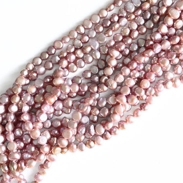 Ferskvandsperler, Rosa, barok, 5 - 6 mm - Hel streng