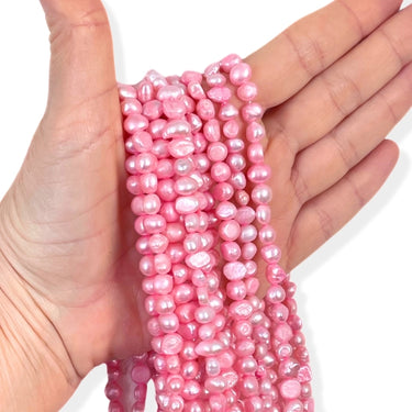Ferskvandsperler, Lyserøde,  6 - 7 mm, Hel streng