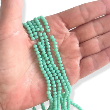 4x3 mm Mintfarvede Glasperler, facet 1/1 streng
