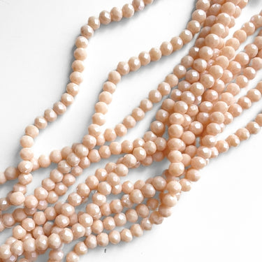 6x5 mm Glasperler, Lys pudderfarve, facet 1/1 streng