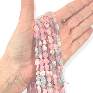 Morganit,  nugget, ca. 8 - 12 mm - Hel streng