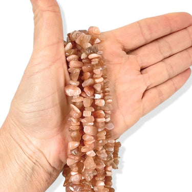 Peach moonstone, splitter/ chips 1/1 streng