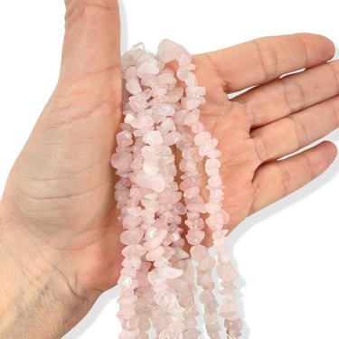 Rosakvarts, splitter/ chips - Hel streng