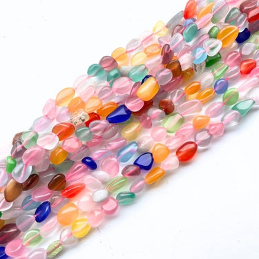 Mix Cat eye nugget perler - Hel streng