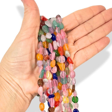 Mix Cat eye nugget perler - Hel streng