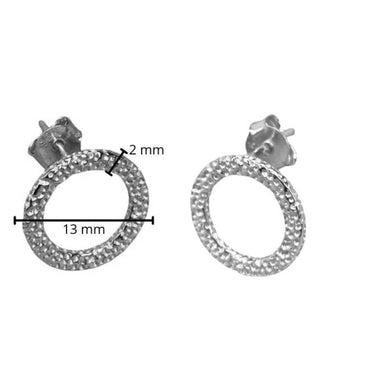 925 Sterling sølv Ørestikker - Flad ring med banket mønster