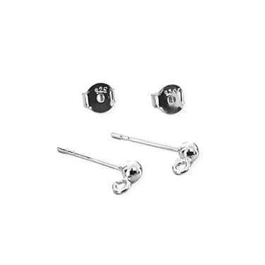 925 Sterling sølv Ørestikker med 3 mm kugle og ring