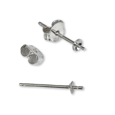 925 Sterling sølv Ørestikker med 3 mm skål til anborede perler