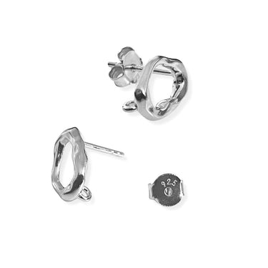 925 Sterling sølv Øreringe, ujævn ovale med lille ring under