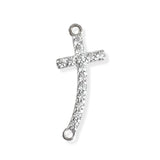Buet korsvedhæng i forgyldt sterling sølv med cubic zirkonia
