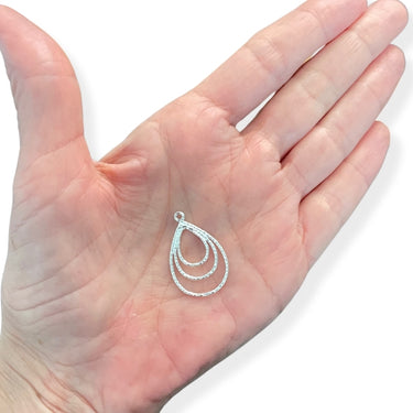 925 Sterling sølv Dråbeformet vedhæng med ringe, ca. 20 x 30 mm