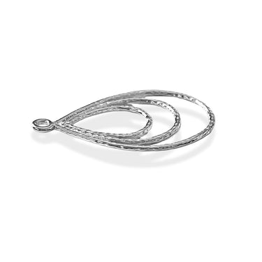 Sterling sølv dråbevedhæng med tre ringe, ca. 20 x 30 mm
