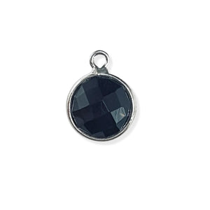 925 Sterling sølv Rundt vedhæng med Sort onyx