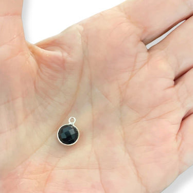 925 Sterling sølv Rundt vedhæng med Sort onyx