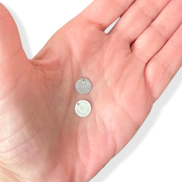 925 Sterling sølv Børstet sølv mønt, 10 mm,  2 stk.