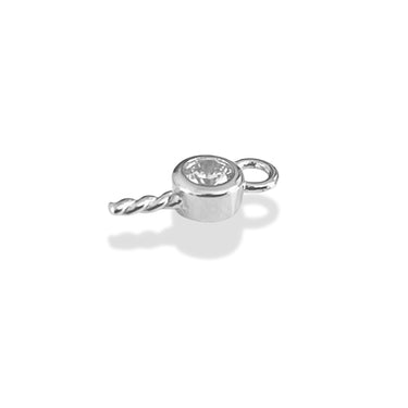 Vedhængsstift i sterling sølv med 4 mm rhinsten – 13 mm lang