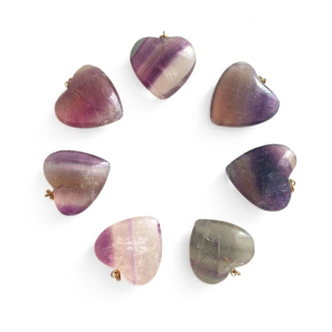 Regnbue Fluorit Hjerte Vedhæng - 1 stk.