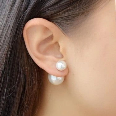 Metallic brun 2i1 perle-ørestikker