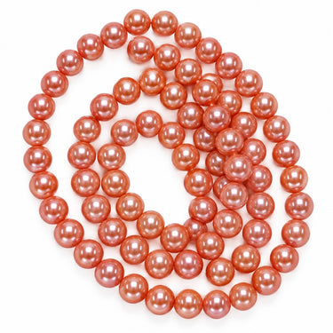 10 mm laksefarvede glasperler – hel streng på ca. 80 cm