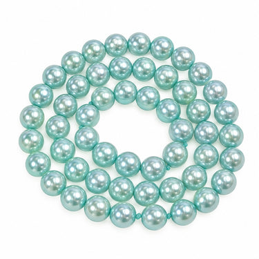10 mm lyst mintblå glasperler – hel streng på ca. 80 cm