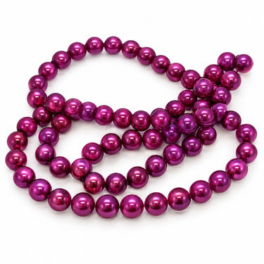 10 mm pinklilla glasperler – hel streng på ca. 80 cm