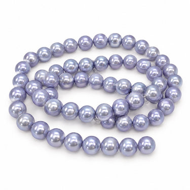 10 mm lyst lavendelfarvede glasperler – hel streng på ca. 80 cm
