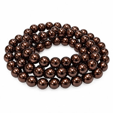 10 mm brune glasperler – hel streng på ca. 80 cm