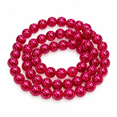 10 mm fuchsia glasperler – hel streng på ca. 80 cm