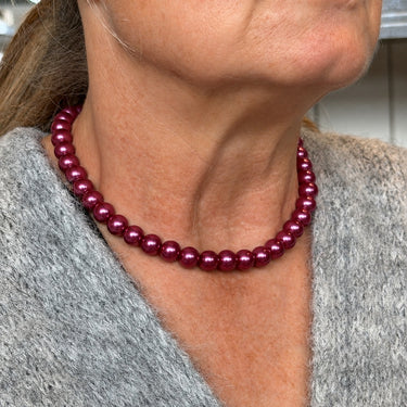 10 mm blommefarvede glasperler – vist som halskæde