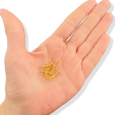 10 stk. Gyldne glasdråber ca. 5,5 x 7,5 mm