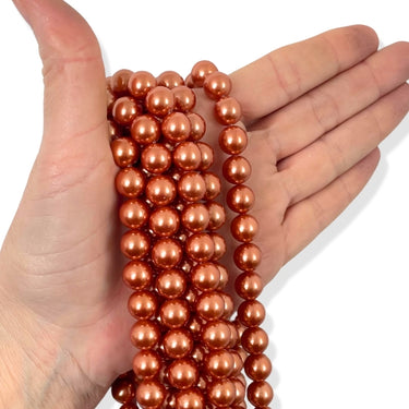 10 mm South Sea Shell perler kobber, ca. 40 stk.