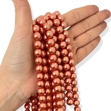 10 mm South Sea Shell perler kobberfarvet – Hel streng