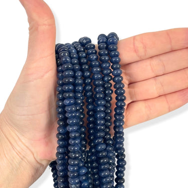 4x8 mm Blå farvet jade perler - Hel streng