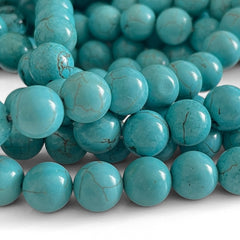 10 mm Turkis magnesite perler - Hel streng