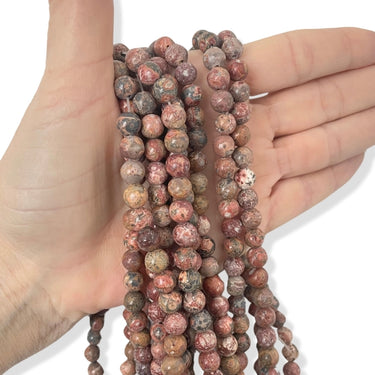 8 mm Rød Leopardskinds Jaspis perler – Hel streng