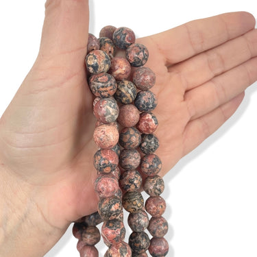 12 mm Rød Leopardskinds Jaspis perler – Hel streng