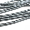 Lange hæmatit rørperler 4x13 mm i blank metalgrå