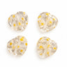 Fire klare 10 mm millefiori glashjerter med gule blomster
