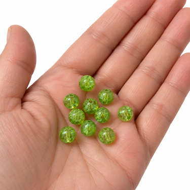 6 mm krakelerede grønne perler i hånd