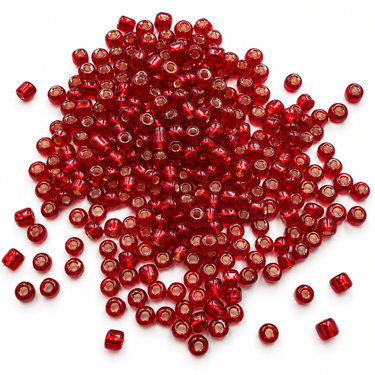 4 mm rokailleperler silverline mørkerød - 20 gram
