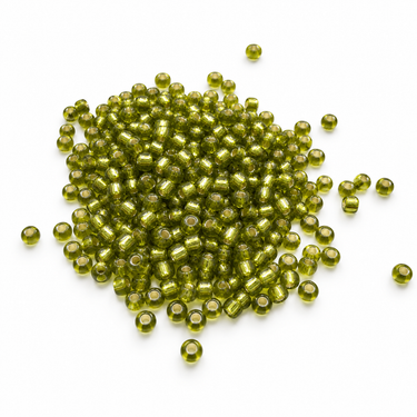 4 mm olivengrønne Silverline rocailles perler - 20 gram