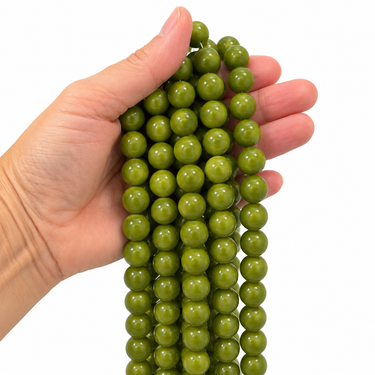 12 mm olivengrønne Mashan jade perler i hånd