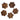 5 stk. 30 mm Mørkebrune perlemorsblomster uden hul