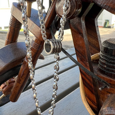 Herre Armbånd og halskæde med rillet perle